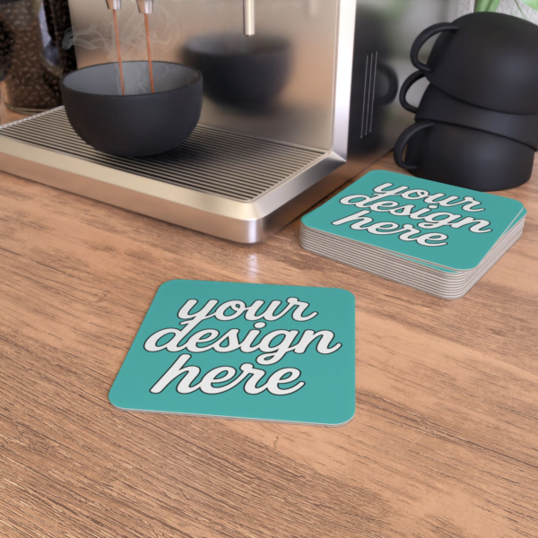 Matte Hardboard Drink Coasters — 50 or 100-Pack (4"×4")