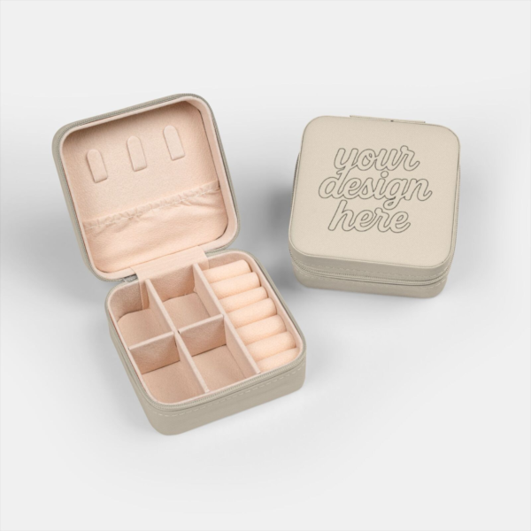 Jewelry Travel Case — Compact Zip-Around Organizer with Ring Rolls & Necklace Hooks