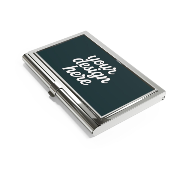 Glossy Metallic Business Card Holder — Velvet Interior, Holds 20 Cards