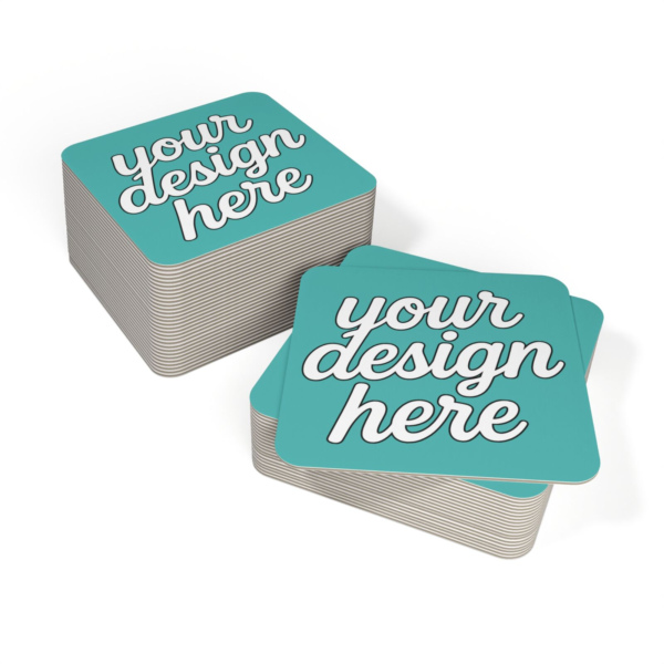 Matte Hardboard Drink Coasters — 50 or 100-Pack (4"×4")