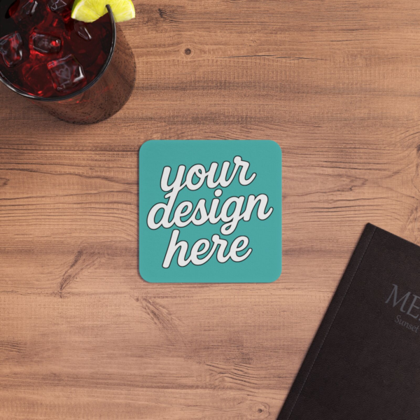 Matte Hardboard Drink Coasters — 50 or 100-Pack (4"×4")